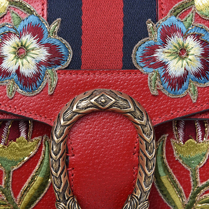 Gucci Calfskin Web Floral Embroidered Small Dionysus Shoulder Bag Hibiscus Red 9 of 12