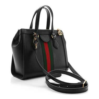 Gucci Textured Calfskin Web Small Ophidia Tote Bag Black 3 of 10