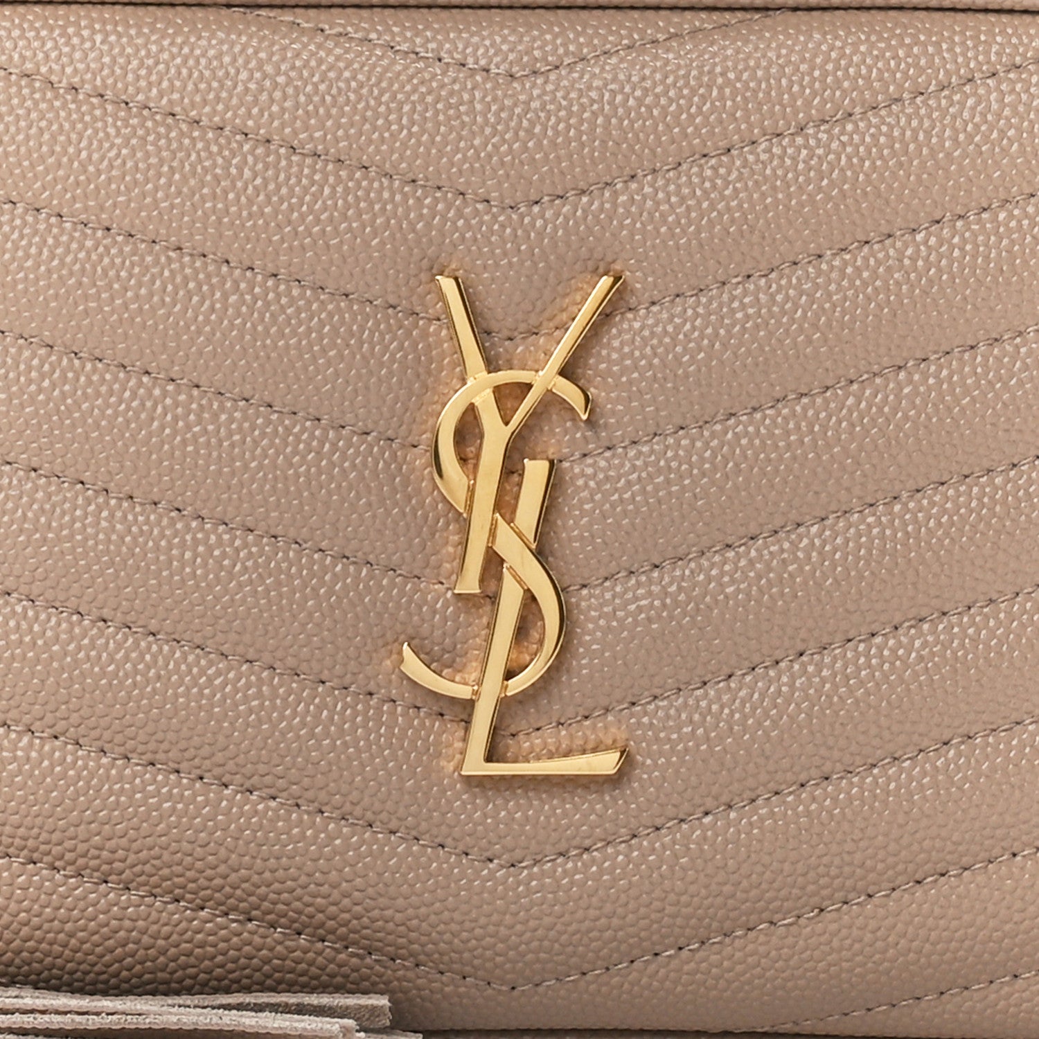 Saint Laurent Grain De Poudre Matelasse Monogram Mini Lou Camera Bag Dark Beige 8 of 10