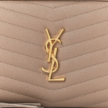 Saint Laurent Grain De Poudre Matelasse Monogram Mini Lou Camera Bag Dark Beige 8 of 10