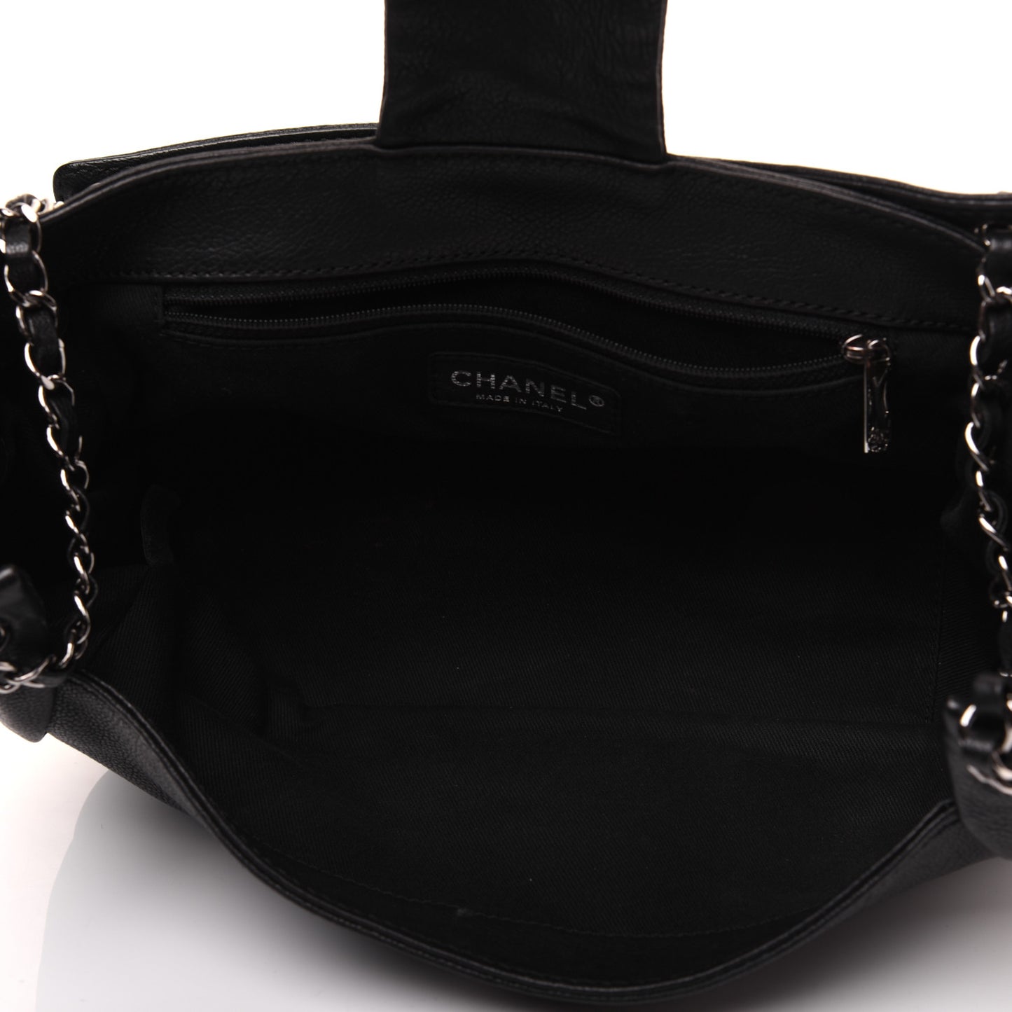 Calfskin Diamond Stitch Accordion Flap Black