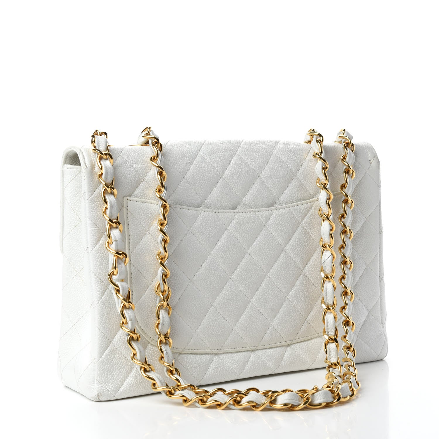 Chanel Caviar Quilted Jumbo Single Flap White 3 of 20