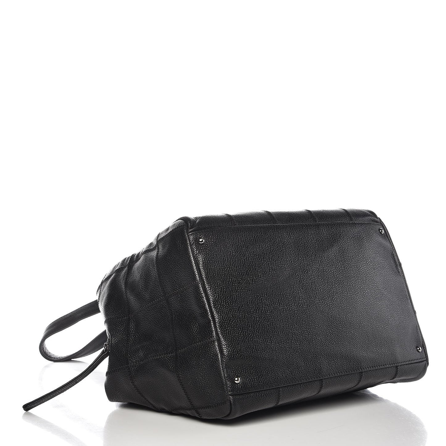 Caviar Square Stitched Medium Tote Black