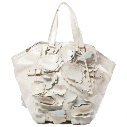 Saint Laurent Patent Downtown Flower Tote Ivory 1 of 9