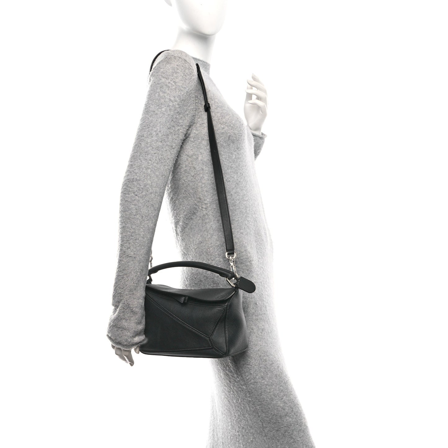 Calfskin Small Puzzle Edge Bag Black