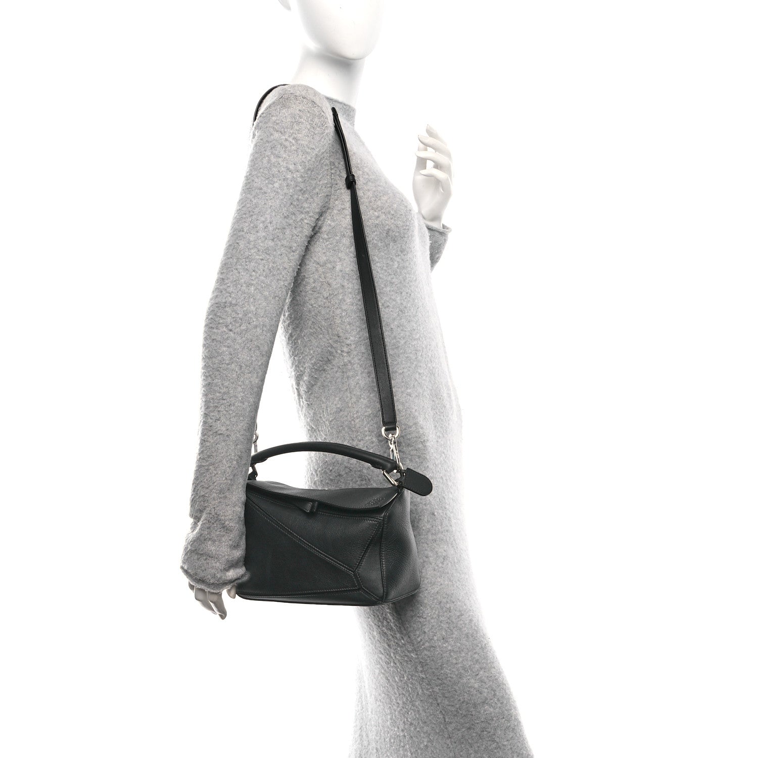 Loewe Calfskin Small Puzzle Edge Bag Black 2 of 12
