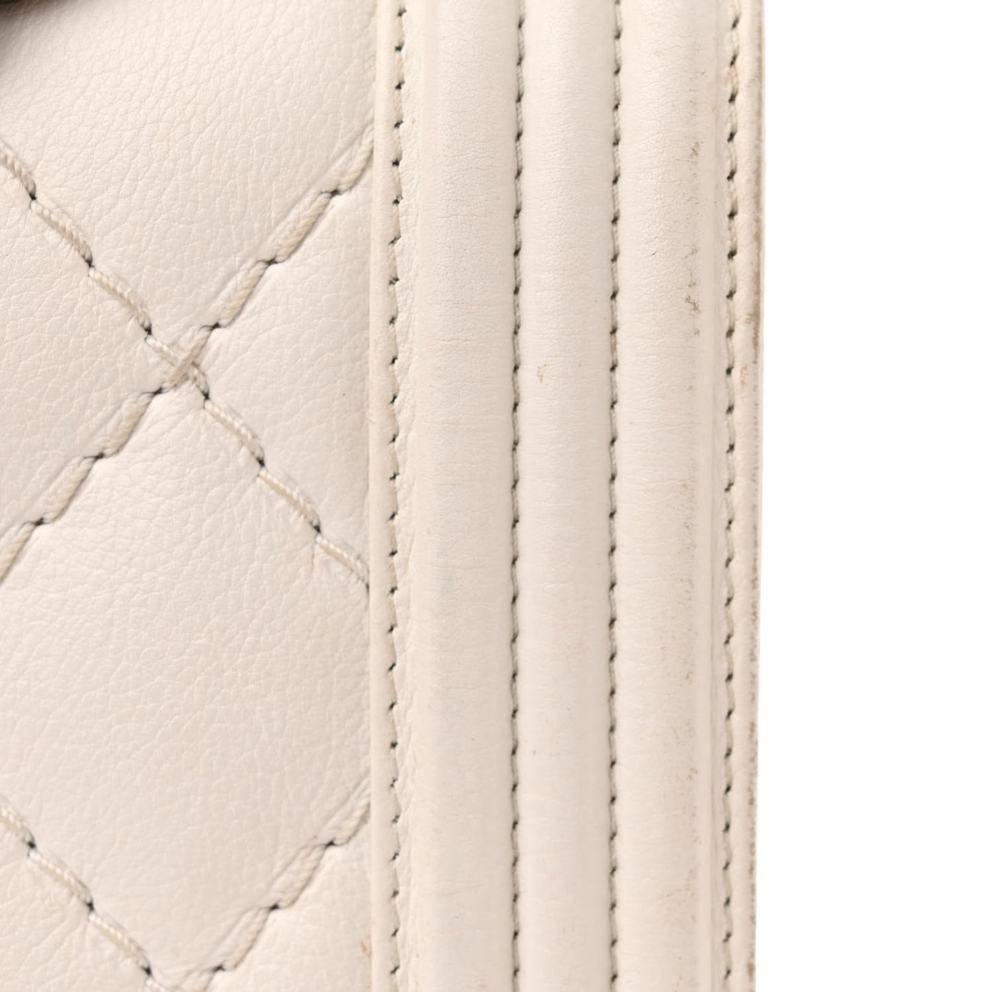 Calfskin Double Stitch New Medium Boy Flap White