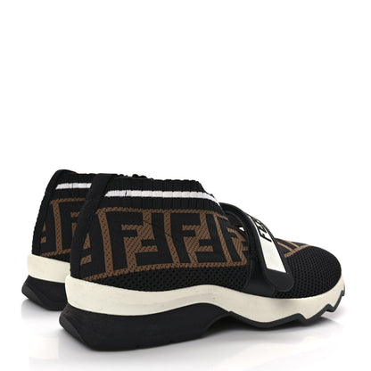 Fendi Stretch Yarn FF Stiff Band Rockoko Sneakers 35.5 Black White Tobacco 4 of 7