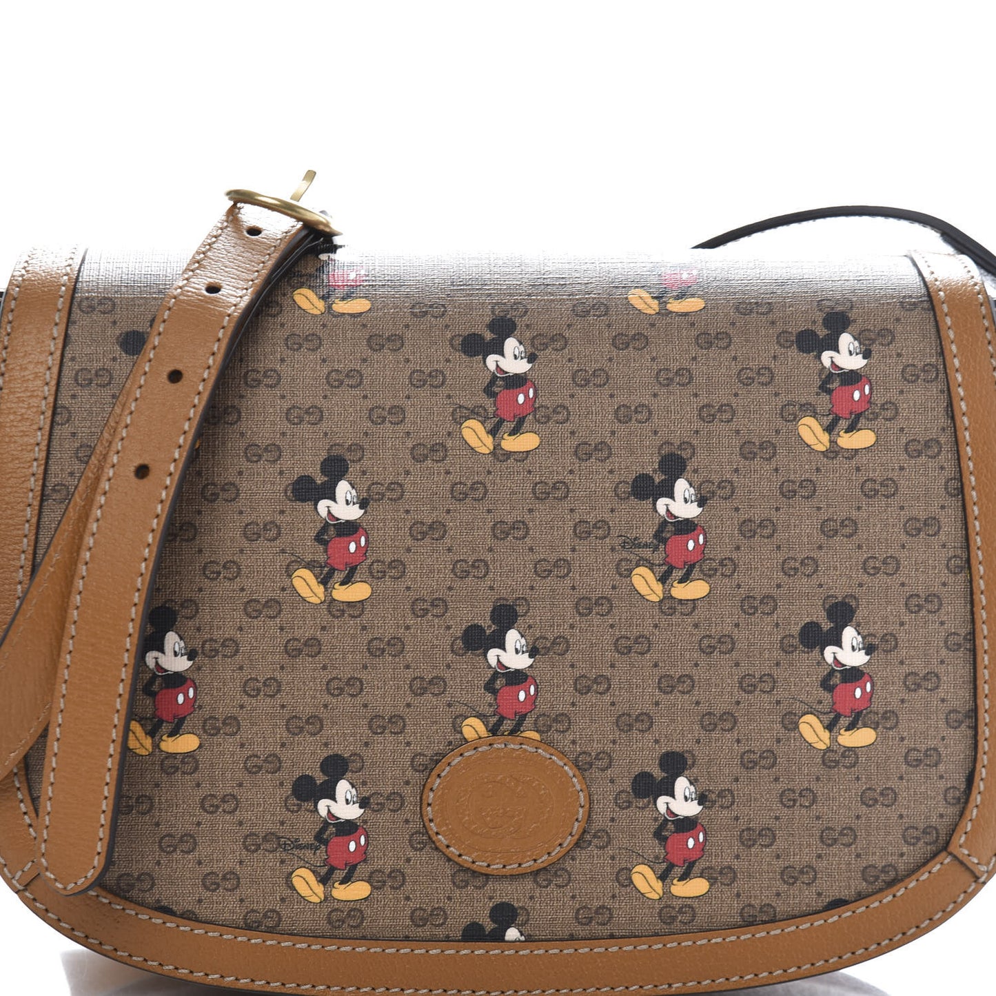 X DISNEY Mini Vintage GG Supreme Monogram Mickey Mouse Small Flap Messenger Bag Beige Vintage Sun Oil