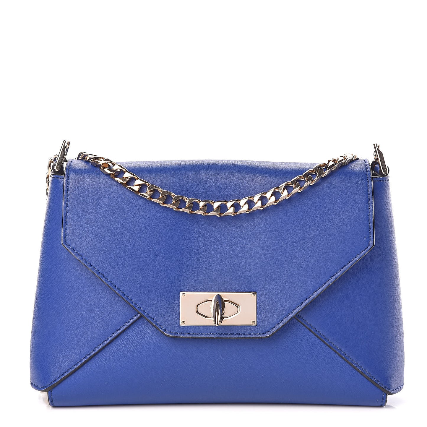 Lambskin Medium Shark Lock Envelope Shoulder Bag Blue