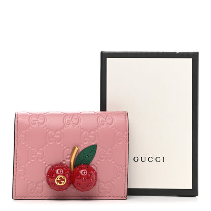 Gucci Guccissima Cherries Card Case Wallet Pink 8 of 8