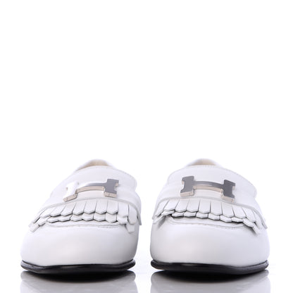 Hermes Calfskin Womens Royal Loafers 36.5 White 2 of 11