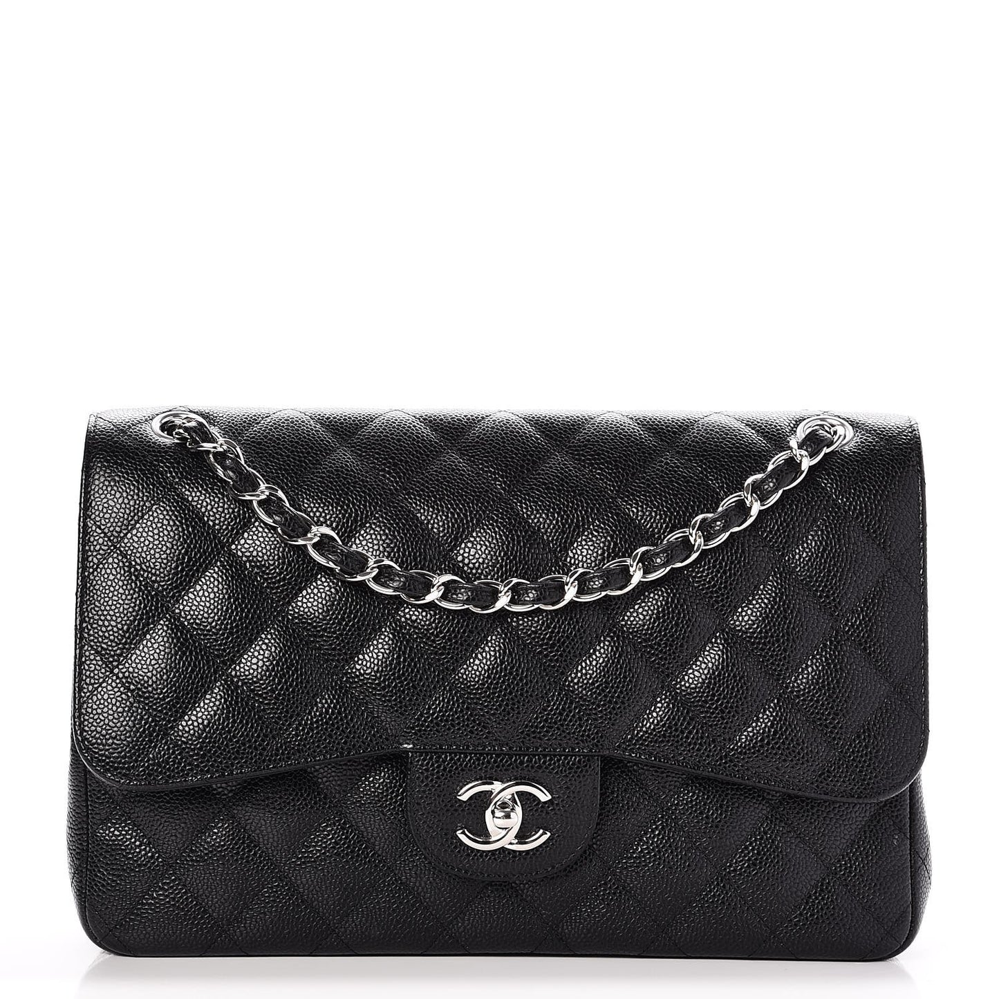 Caviar Quilted Jumbo Double Flap Black