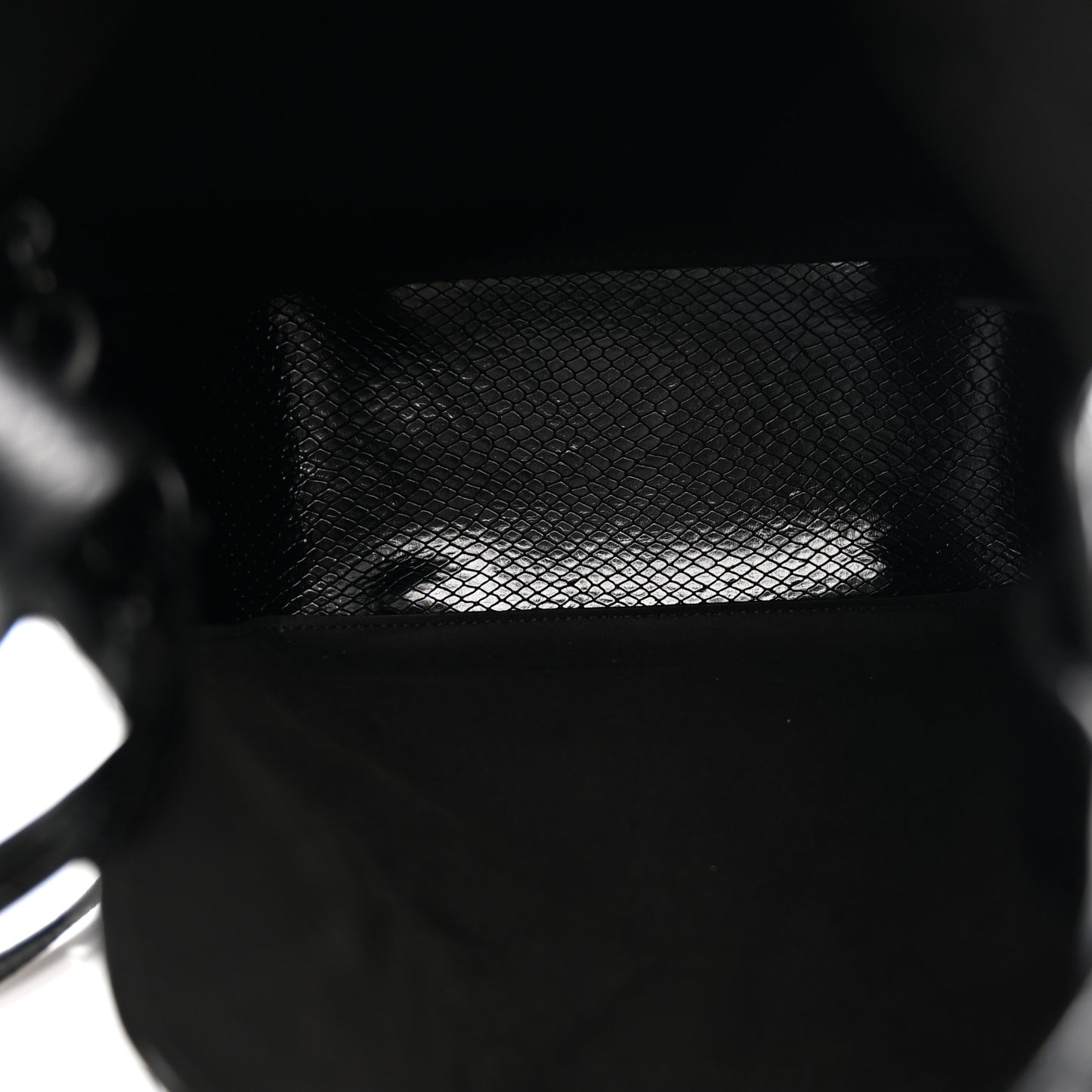 Extra Supple Calfskin Snakeskin Embossed Calfskin Small Tool 2.0 North-South Tote Black