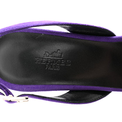 Hermes Suede Goatskin Crystal Heden 80 Sandals 38 Violet Majorette 5 of 10