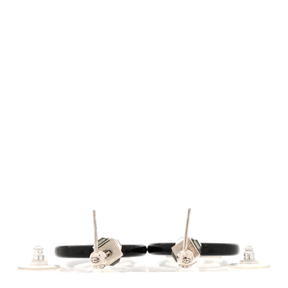 Chanel Metal Resin Crystal Pearl CC Drop Earrings Black Silver 3 of 5