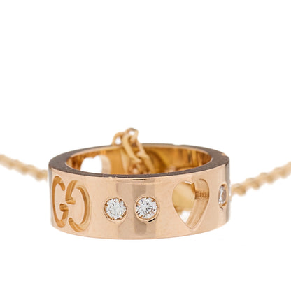 Gucci 18K Rose Gold Diamond Icon Amore Pendant Necklace 3 of 5