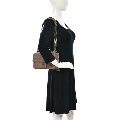 Prada Soft Calfskin Impunture Diagramme Medium Chain Flap Shoulder Bag Cipria 2 of 11