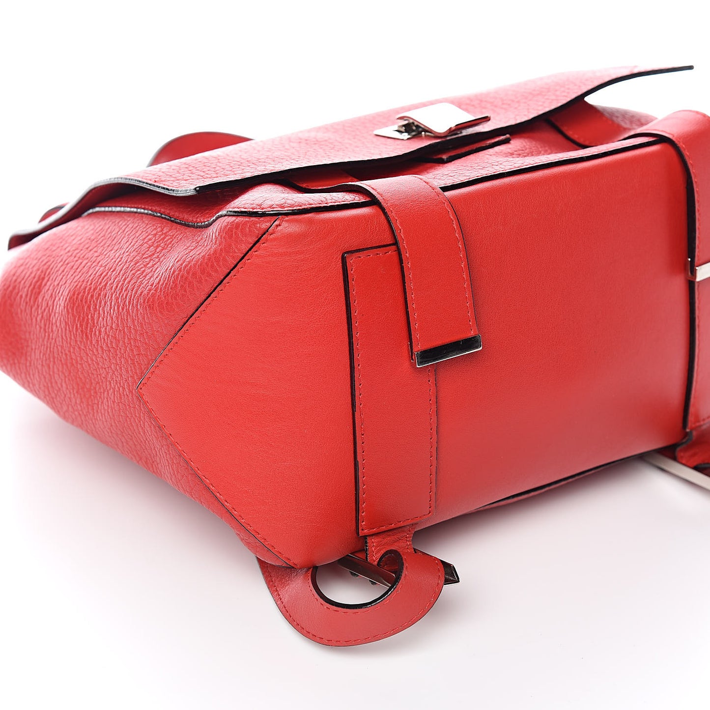 Pebbled Calfskin PS Courier Backpack Red