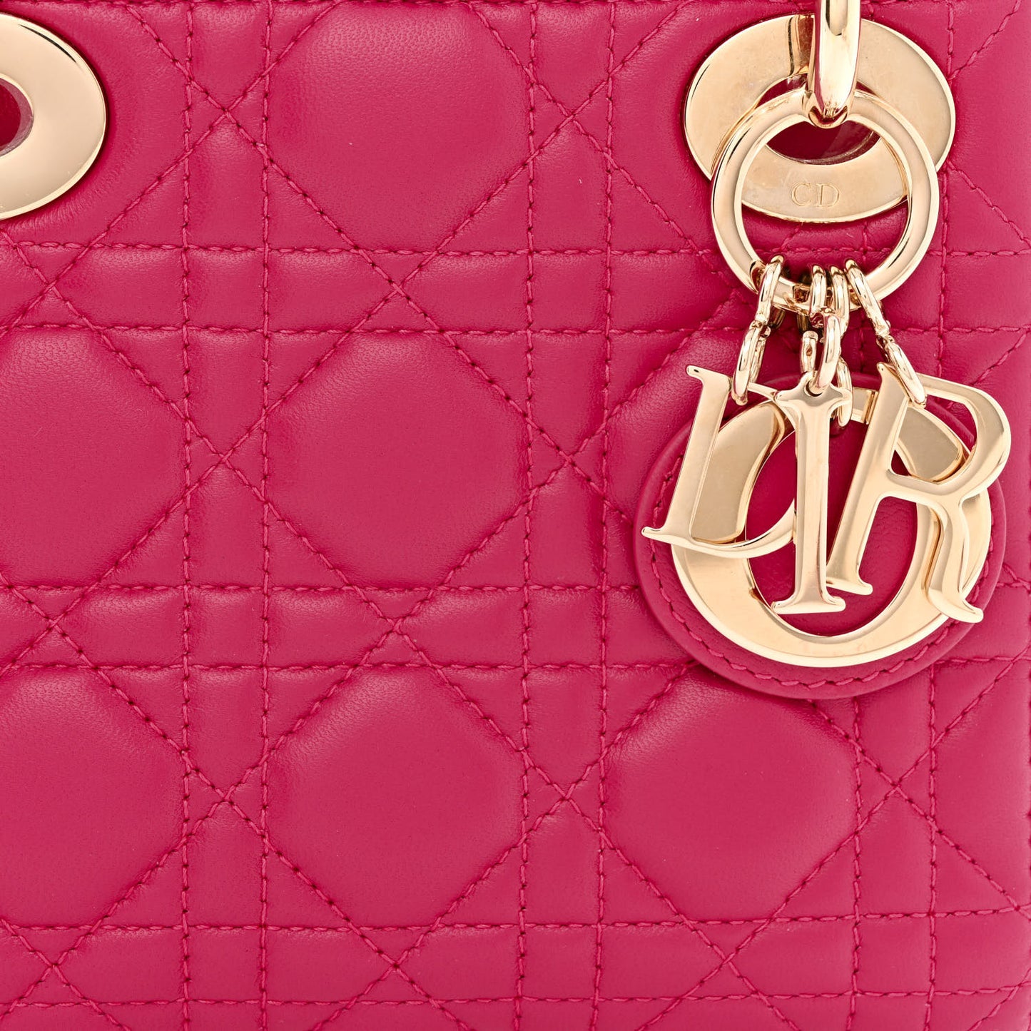 Lambskin Cannage Mini Lady Dior Fuchsia
