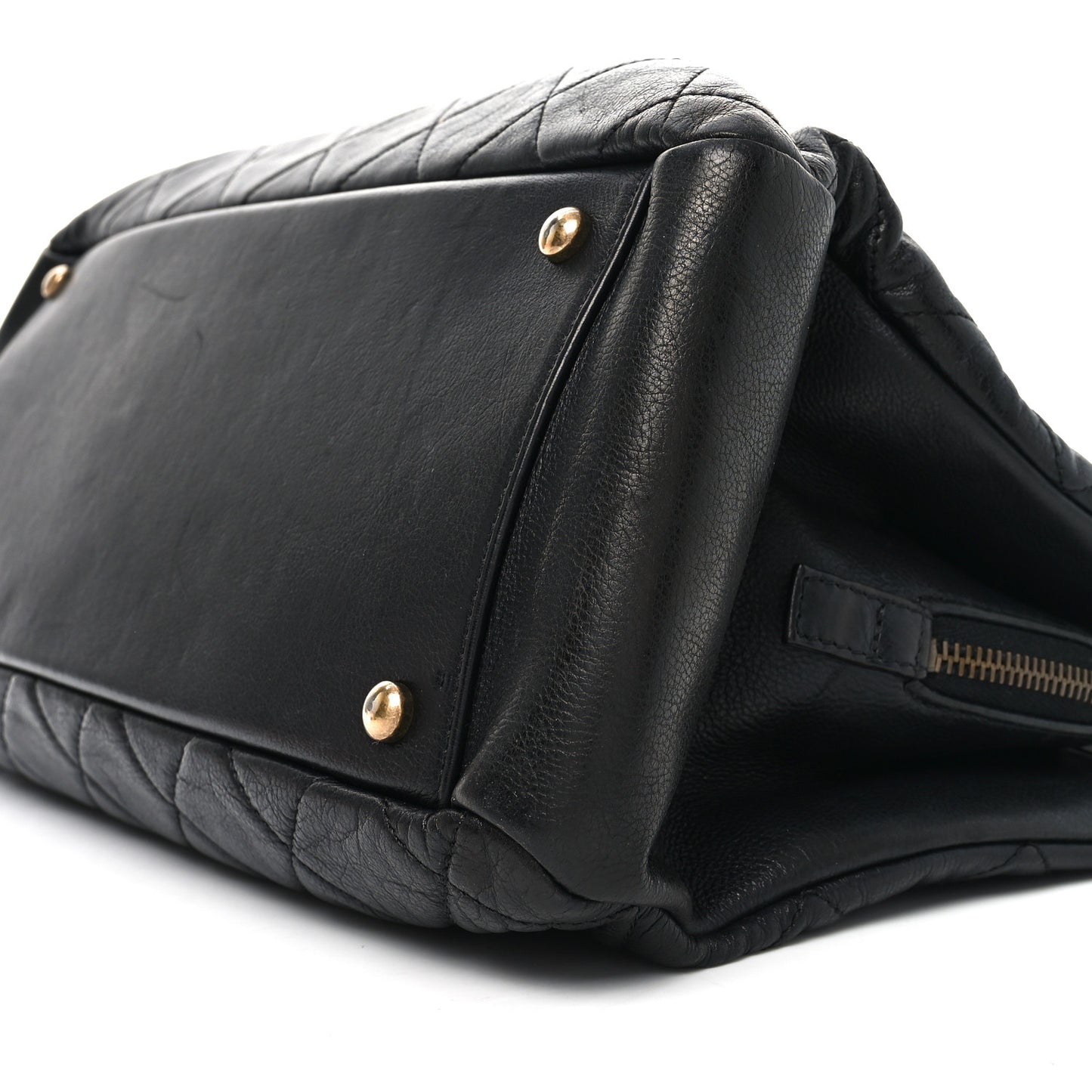 Calfskin Quilted Small CC Crown Tote Black