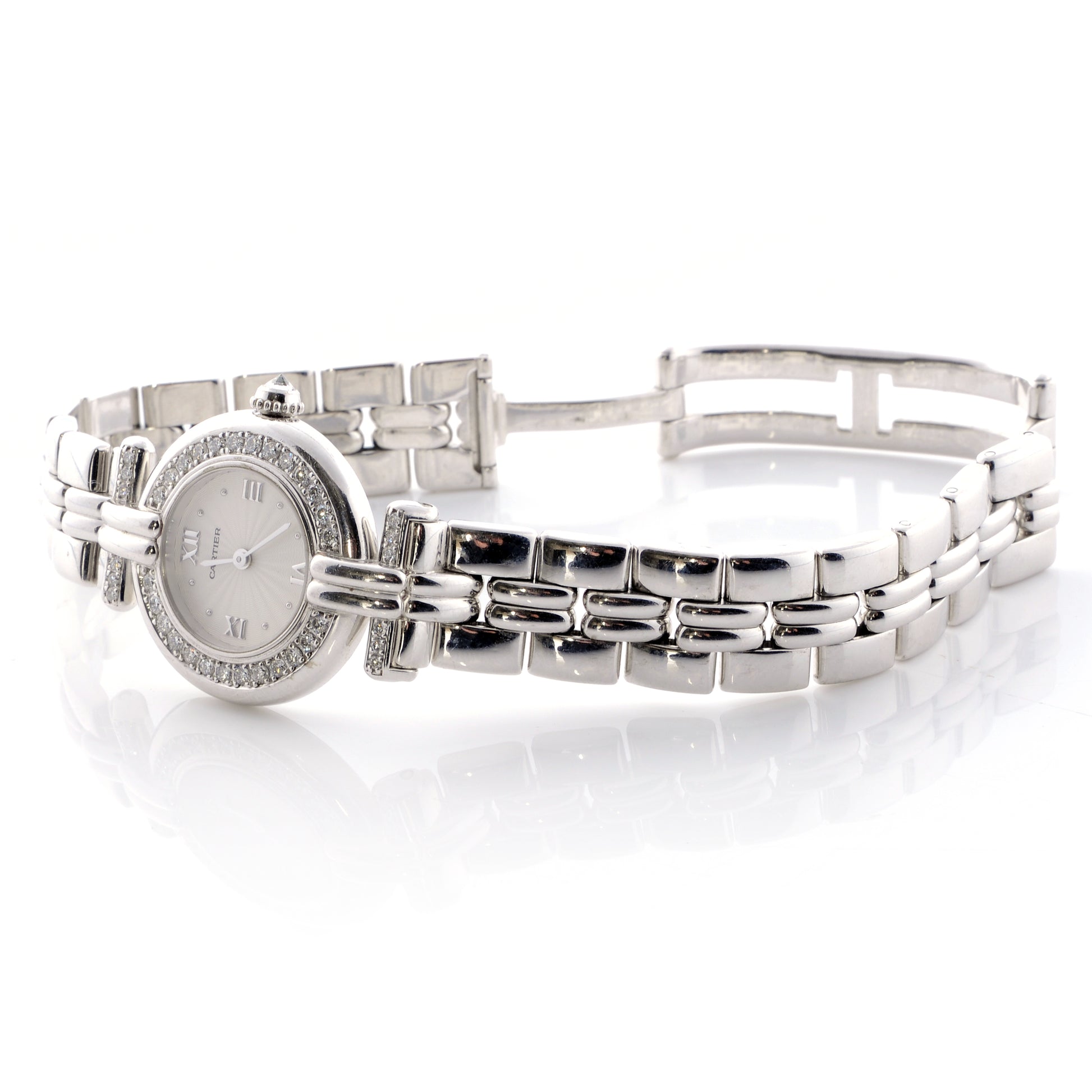 Cartier 18k White Gold Diamond Ladies Watch 5 of 7