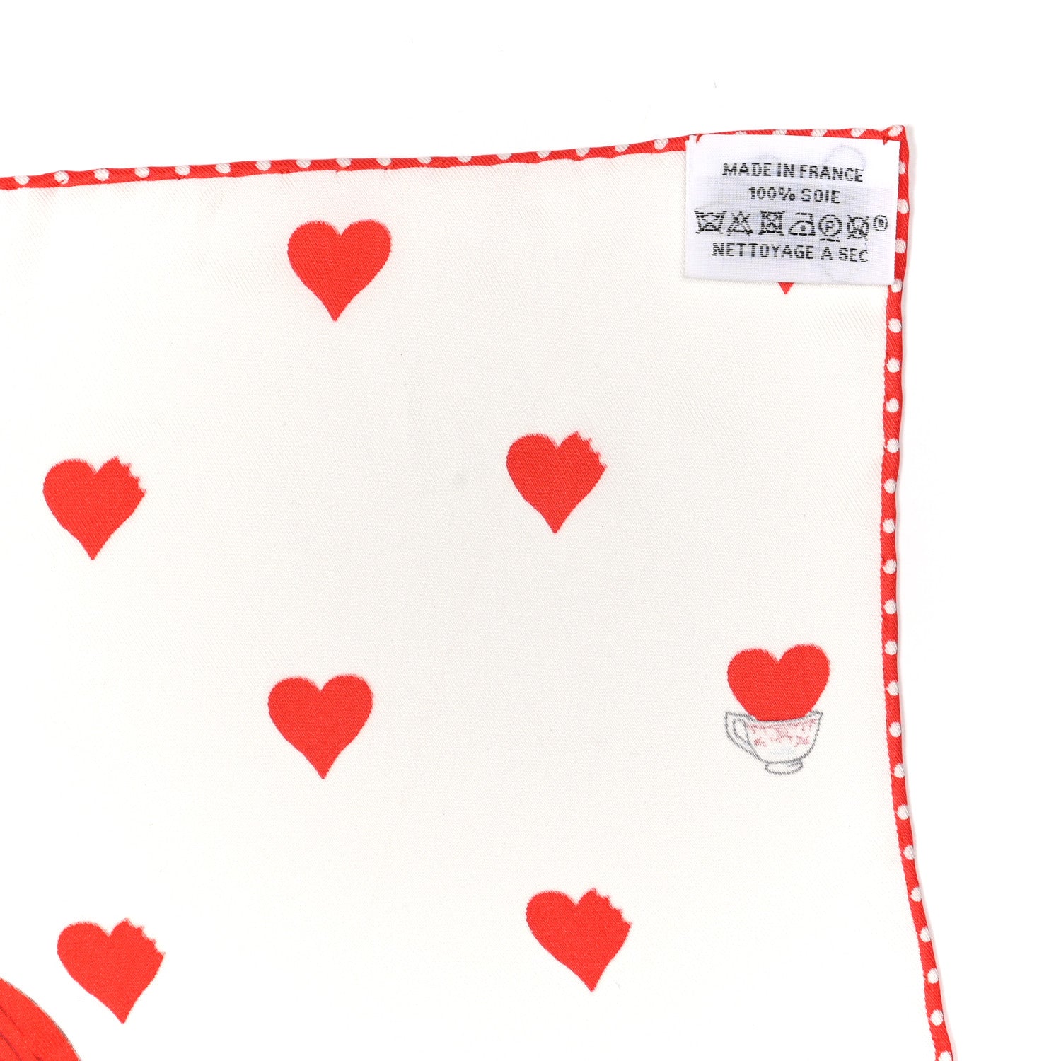 Hermes Silk Tea Time Scarf 70 White Framboise Rouge 6 of 6