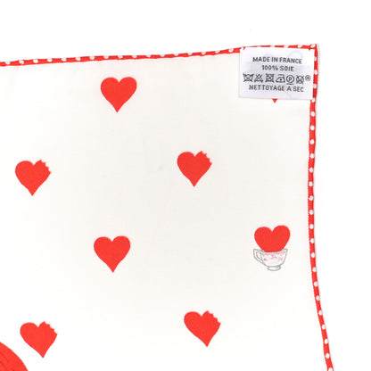 Hermes Silk Tea Time Scarf 70 White Framboise Rouge 6 of 6