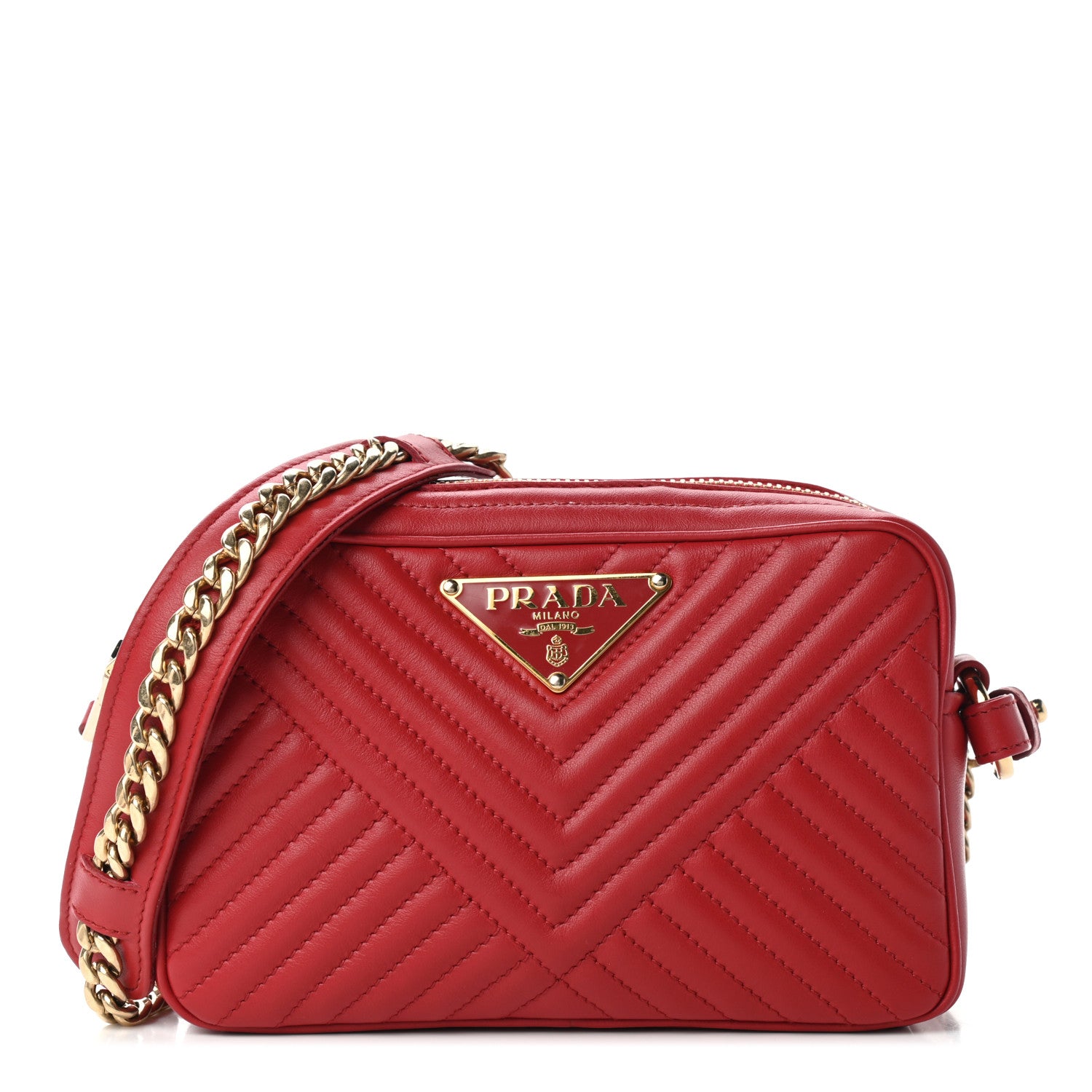 Prada Soft Calfskin Bandoliera Crossbody Bag Fuoco 1 of 10