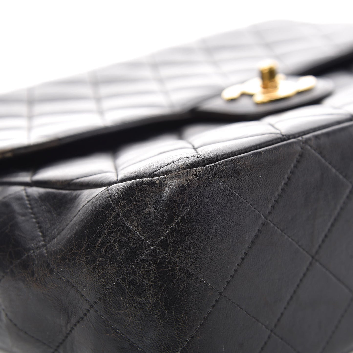 Lambskin Quilted Jumbo Single Flap Black