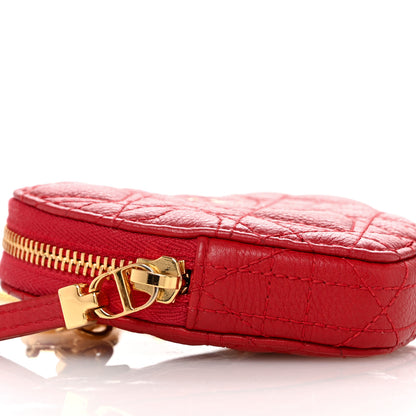 Christian Dior Calfskin Cannage Dioramour Caro Heart Pouch With Chain Bright Red 9 of 11