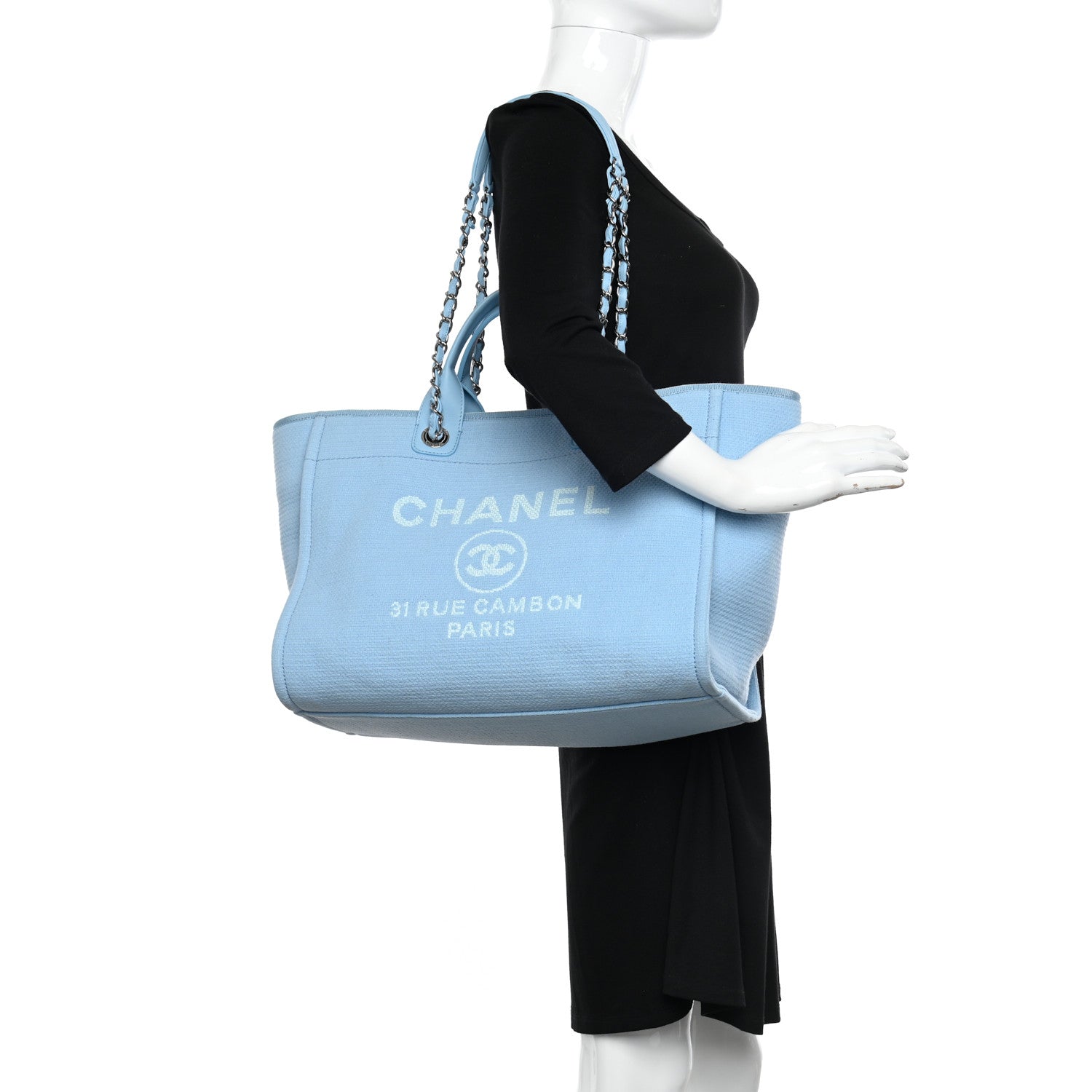 Chanel Mixed Fibers Medium Deauville Tote Light Blue 2 of 11