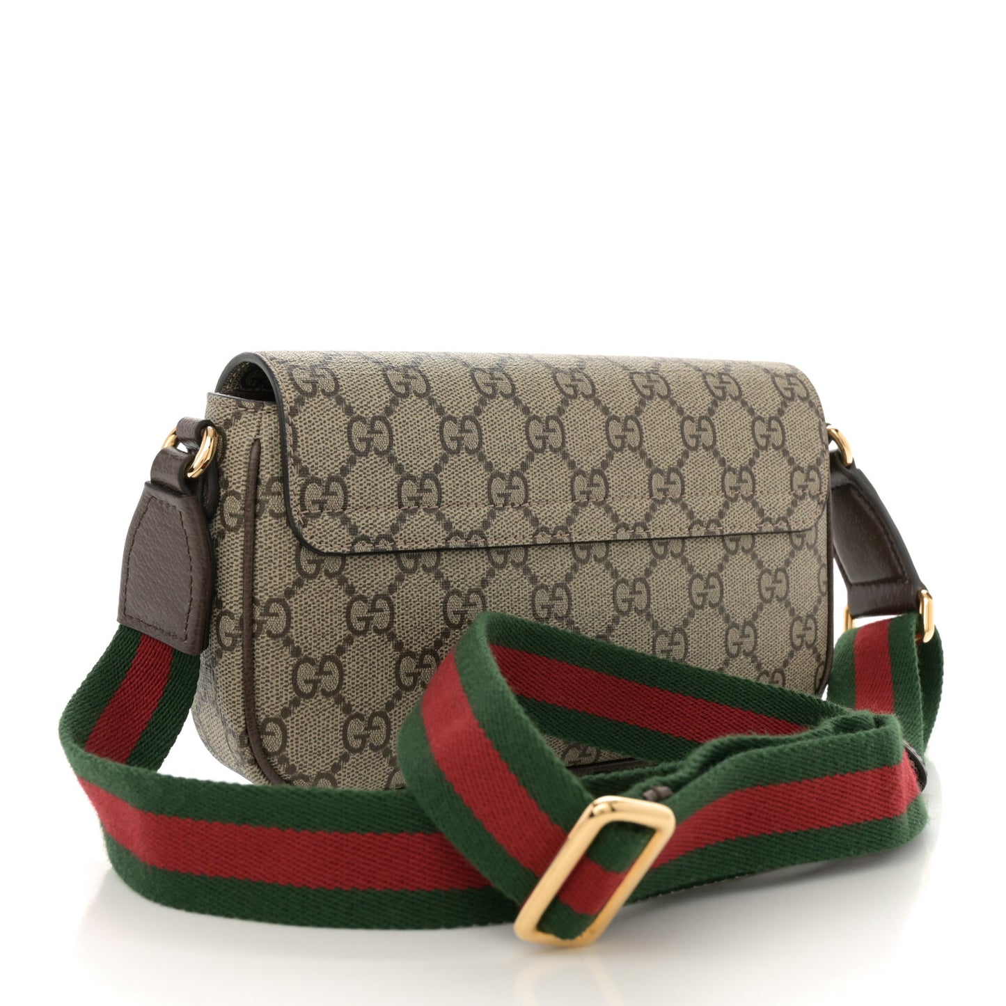 GG Supreme Monogram Textured Dollar Calfskin Web Mini Ophidia Envelope Shoulder Bag Beige Ebony New Acero