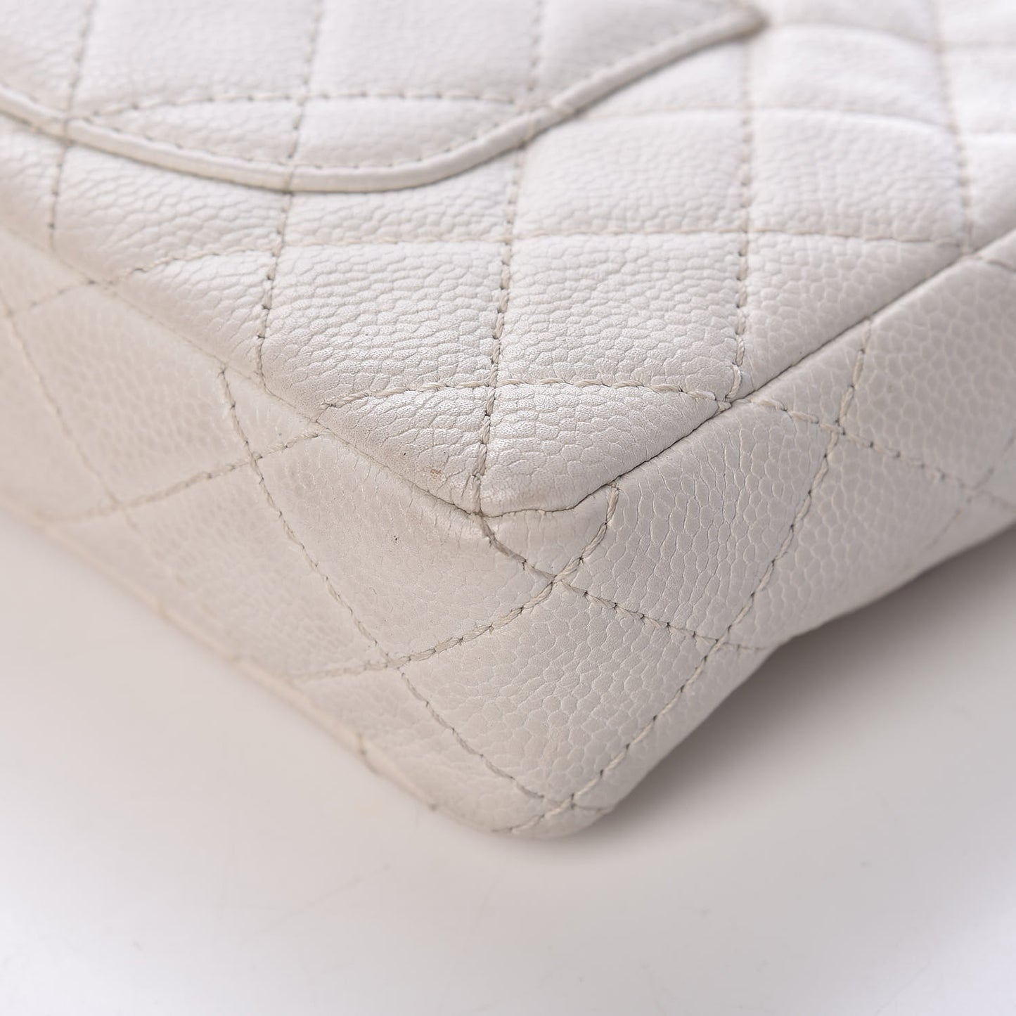 Soft Caviar Quilted East West Flap White