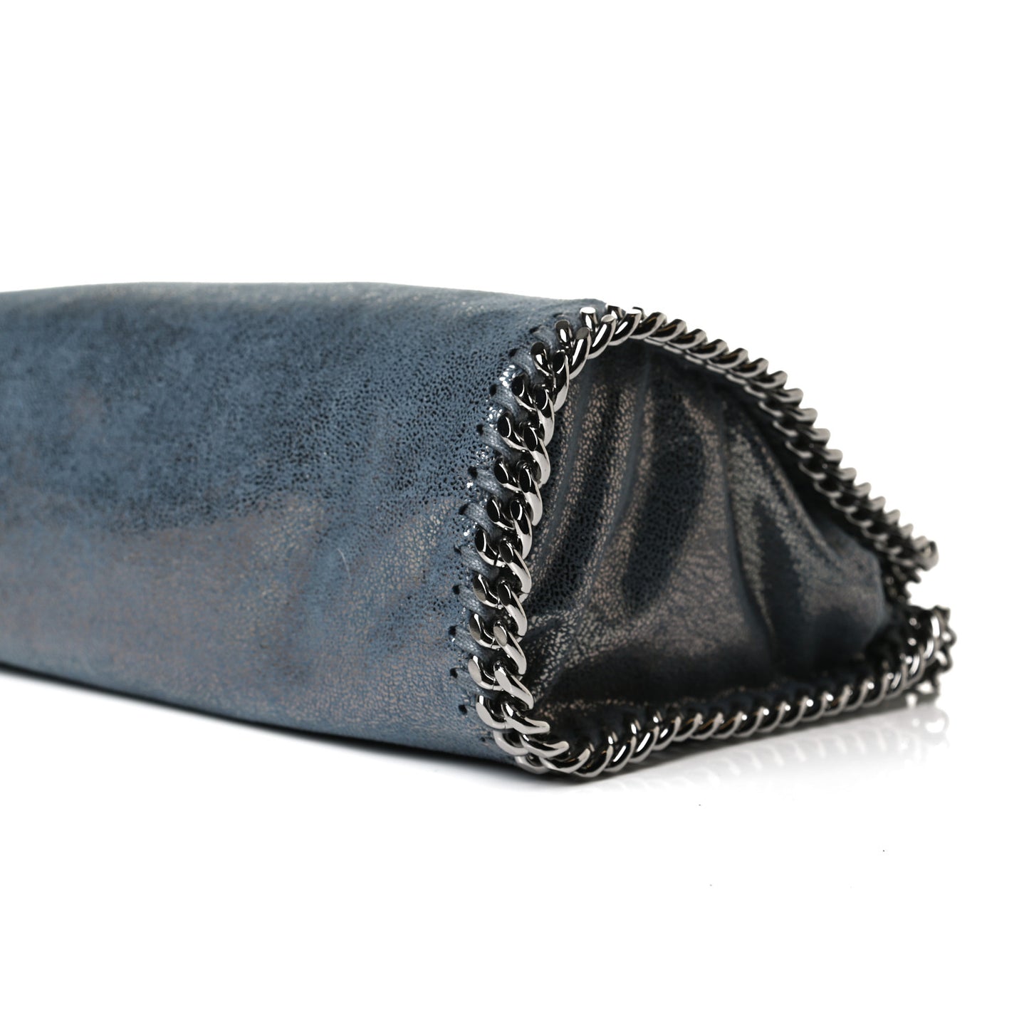 Metallic Shaggy Deer Mini Falabella Fold Over Tote Blue Lagoon