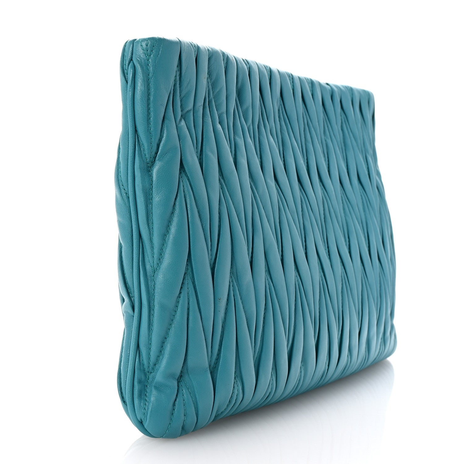 Miu Miu Nappa Matelasse Large Lux Pouch Turchese 3 of 6