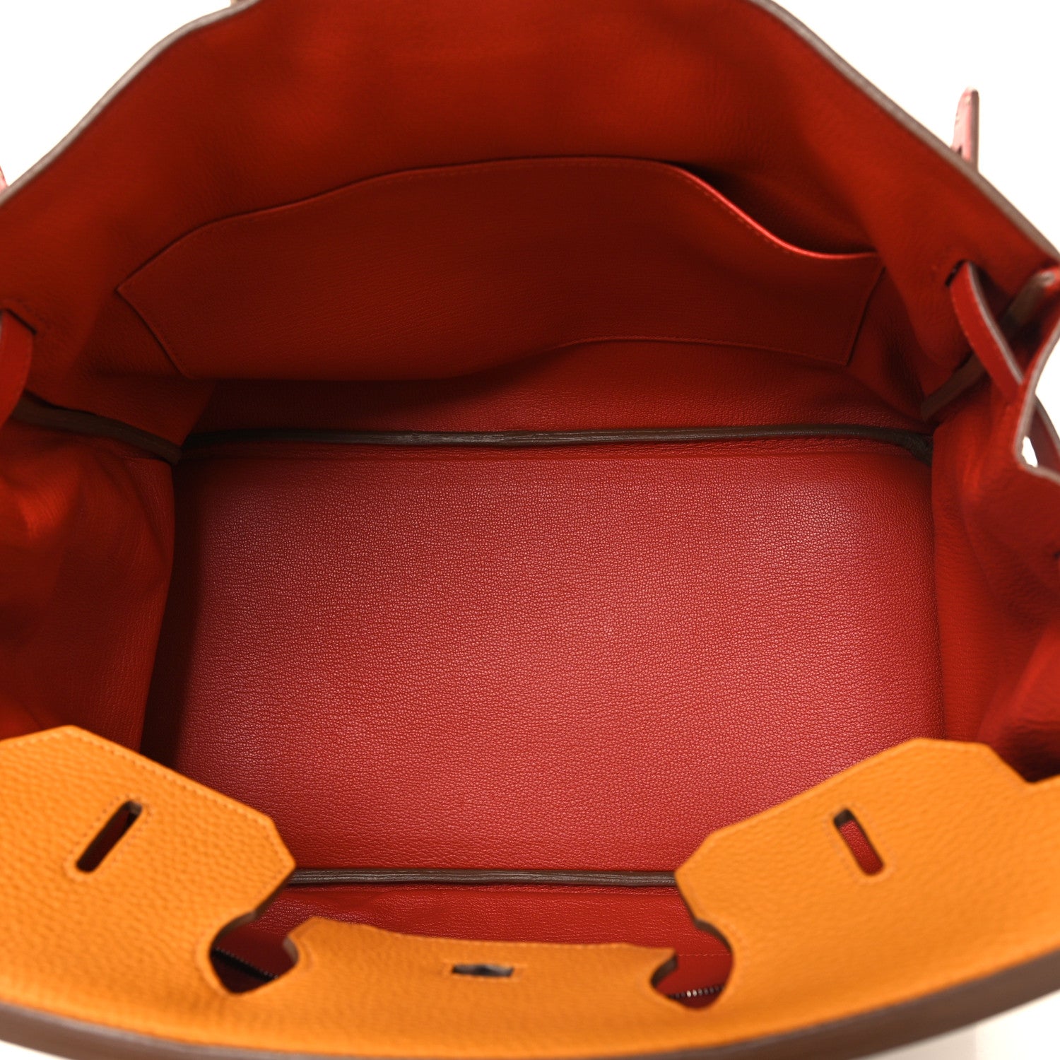 Hermes Taurillon Clemence Swift Tri-Color Birkin 35 Sanguine Gris Tourterelle Moutarde 5 of 15