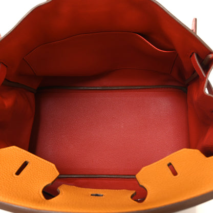 Hermes Taurillon Clemence Swift Tri-Color Birkin 35 Sanguine Gris Tourterelle Moutarde 5 of 15
