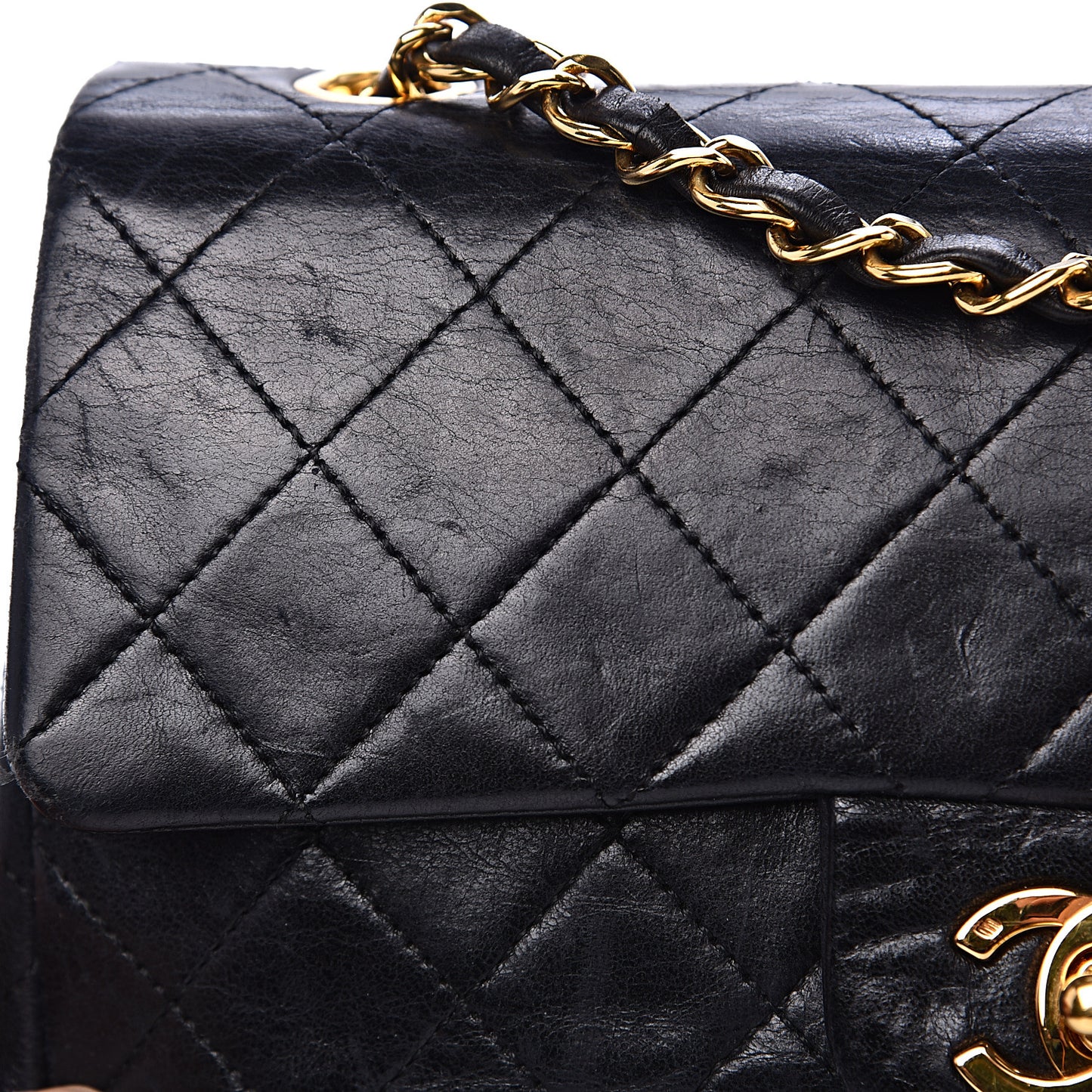 Lambskin Quilted Small Double Flap Black