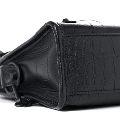 Balenciaga Matte Supple Lambskin Crocodile Embossed Classic Black Hardware Mini City Black 8 of 9