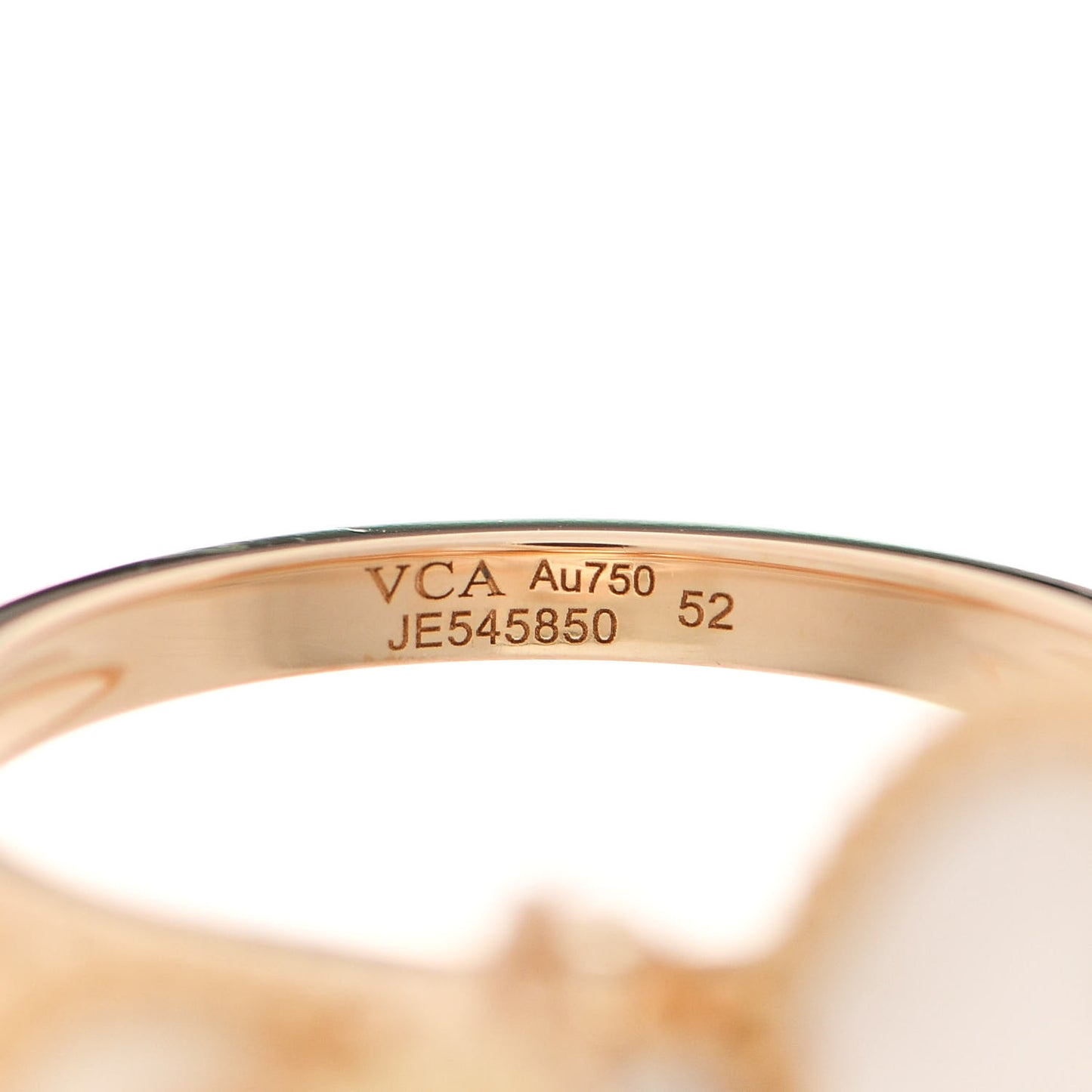 18K Yellow Gold Diamond Mother of Pearl Sweet Alhambra Effeuillage Ring 52 6