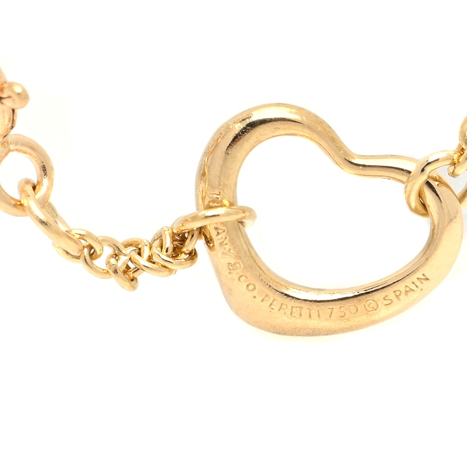 Tiffany 18K Yellow Gold Elsa Peretti 5 Open Heart Bracelet 4 of 4