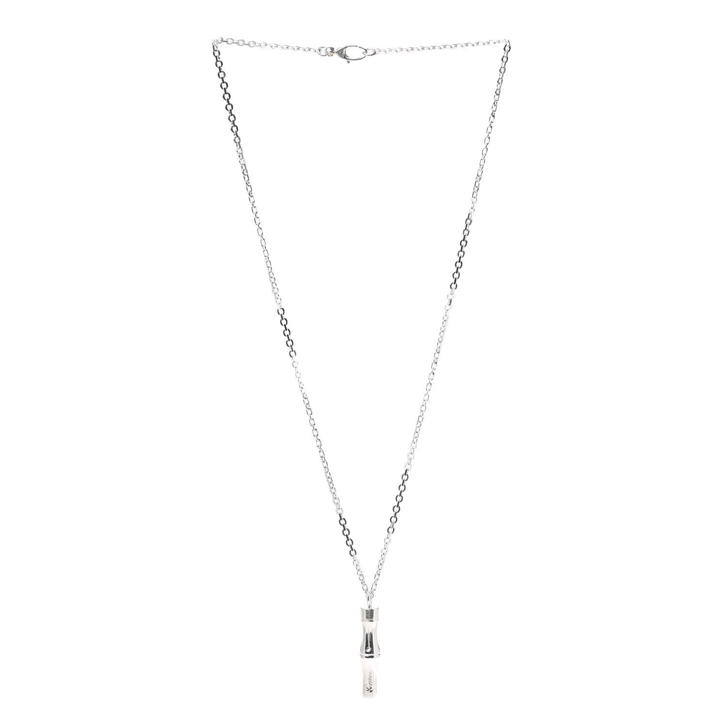 Gucci Sterling Silver Bamboo Pendant Necklace 3 of 5