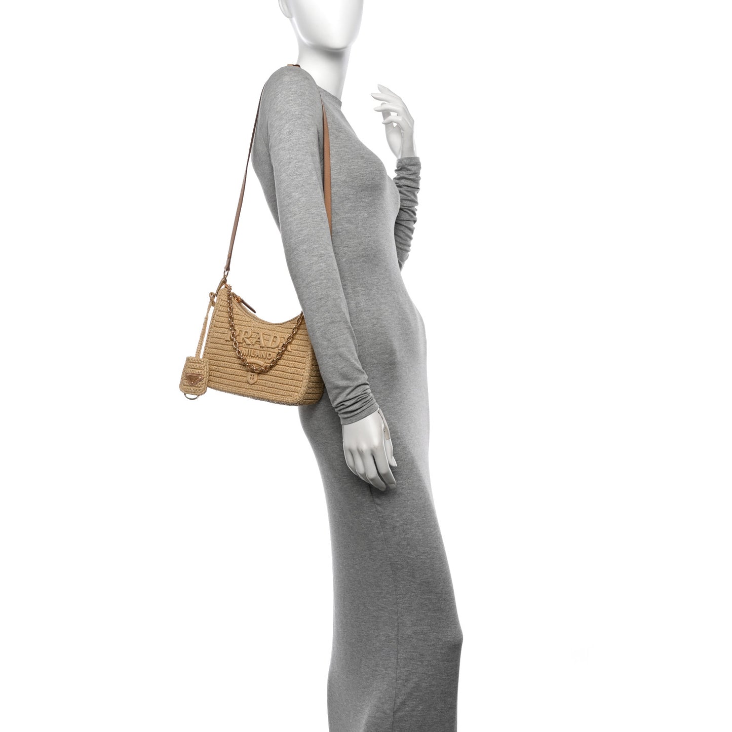 Yarn Raffia Effect Crochet Mini Re-Edition 2000 Shoulder Bag Naturale