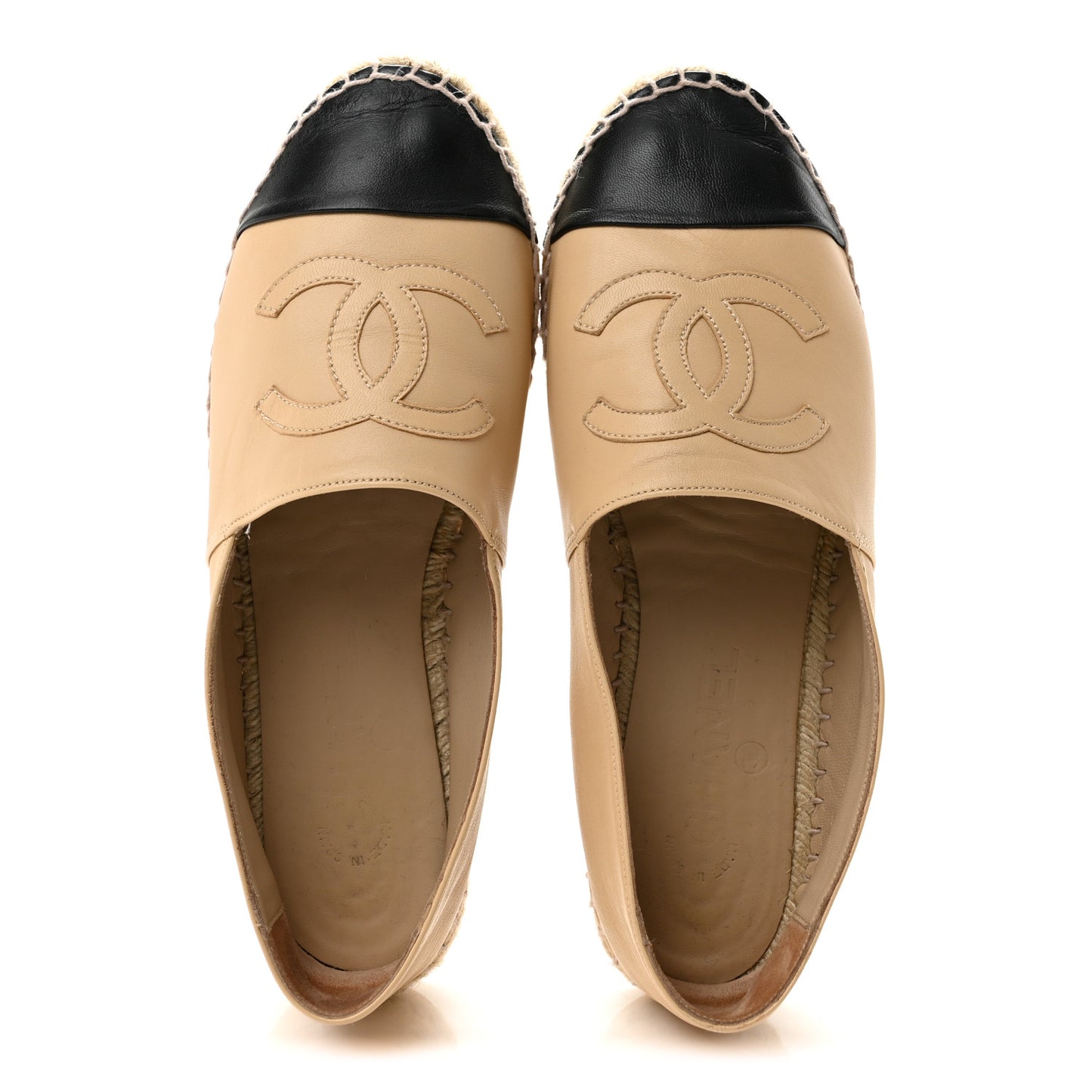 Lambskin CC Espadrilles 39 Beige Black