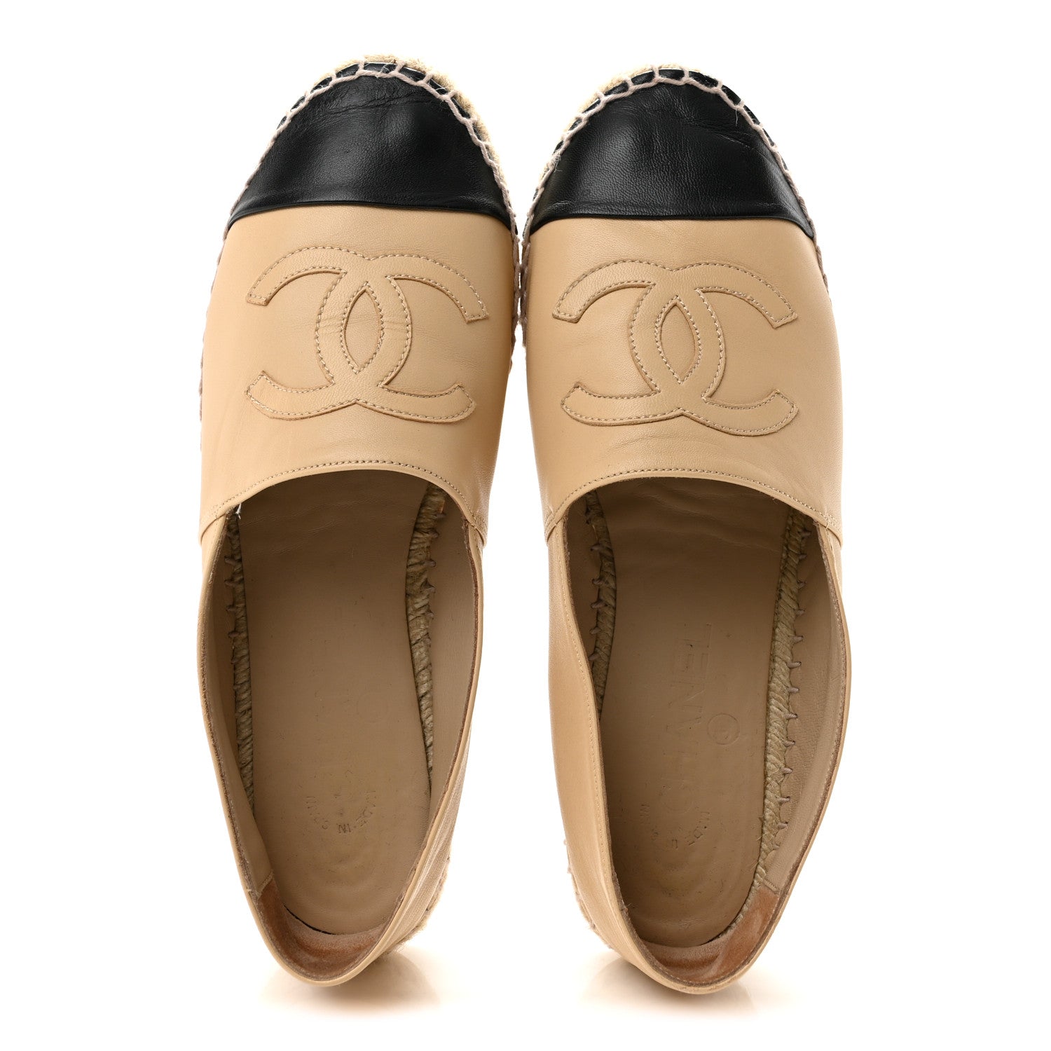 Chanel Lambskin CC Espadrilles 39 Beige Black 2 of 9