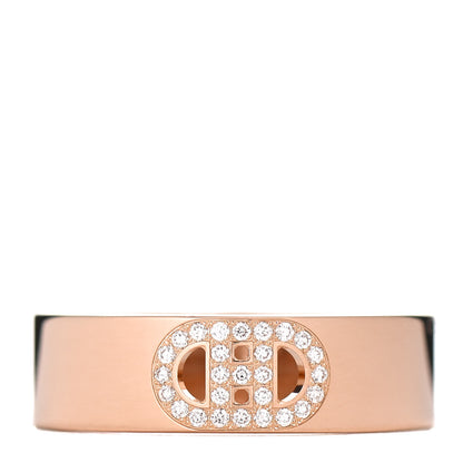 Hermes 18K Rose Gold Diamond PM H D'Ancre Ring 53 6.5 1 of 4