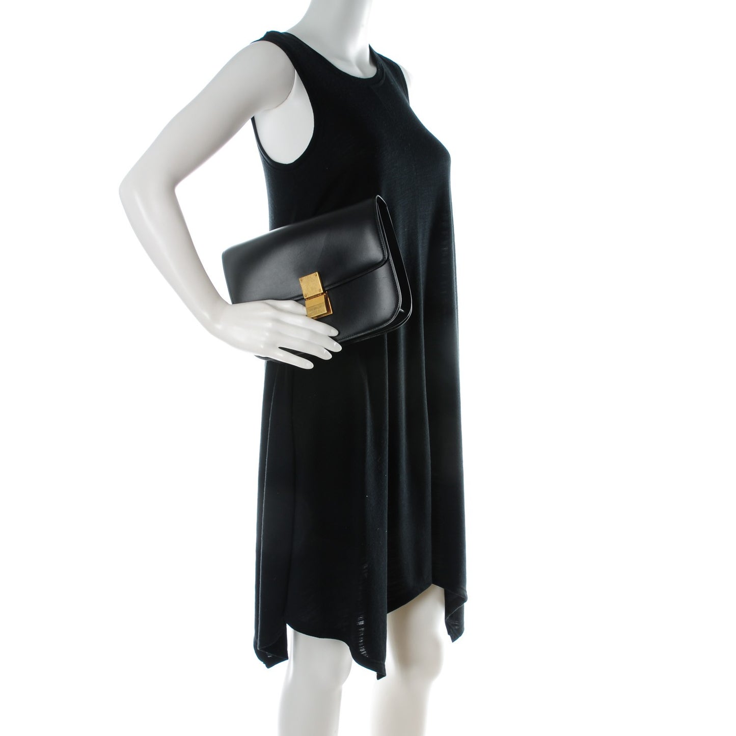 Box Calfskin Medium Classic Box Flap Bag Black