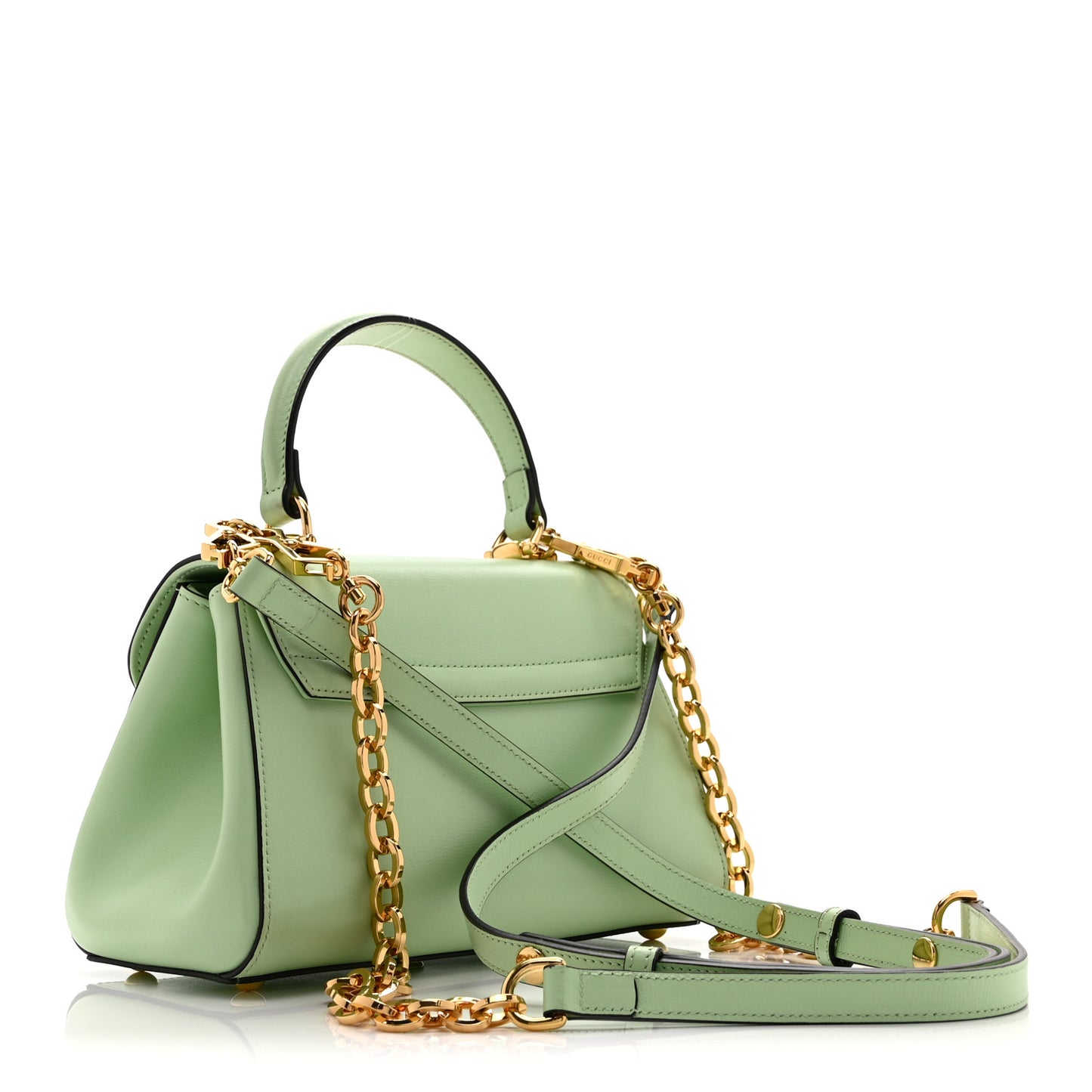Glazed Textured Calfskin Mini Horsebit 1955 Top Handle Flap Bag Green