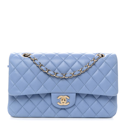 Chanel Lambskin Quilted Medium Double Flap Light Blue 1 of 11